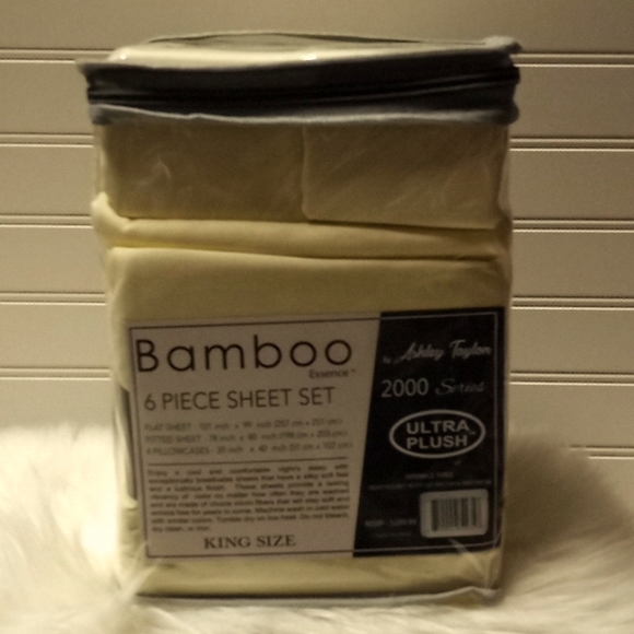 Bamboo Essence King Size Cream- 6 Piece Sheet Set - Picture 6 of 10